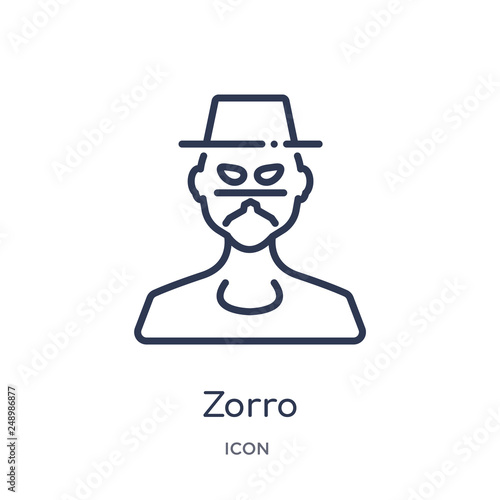 zorro icon from people outline collection. Thin line zorro icon isolated on white background.