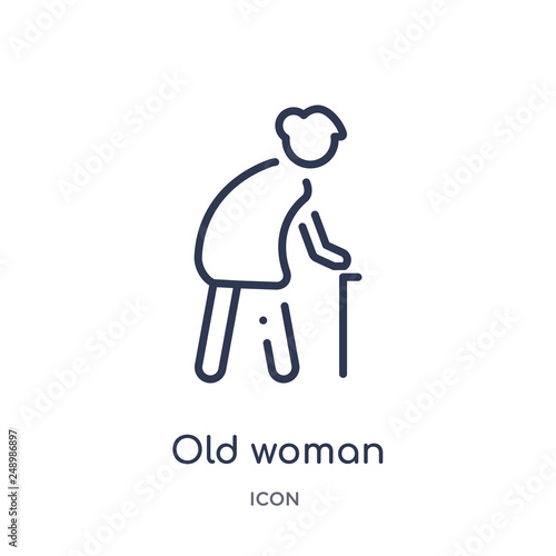 old woman icon from people outline collection. Thin line old woman icon isolated on white background.