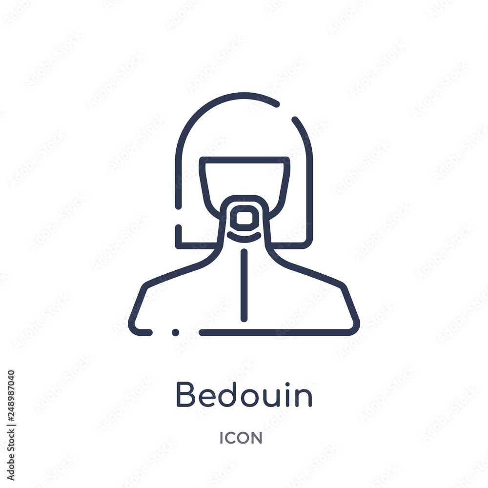 bedouin icon from people outline collection. Thin line bedouin icon isolated on white background. bedouin icon from people outline collection. Thin line bedouin icon isolated on white background.