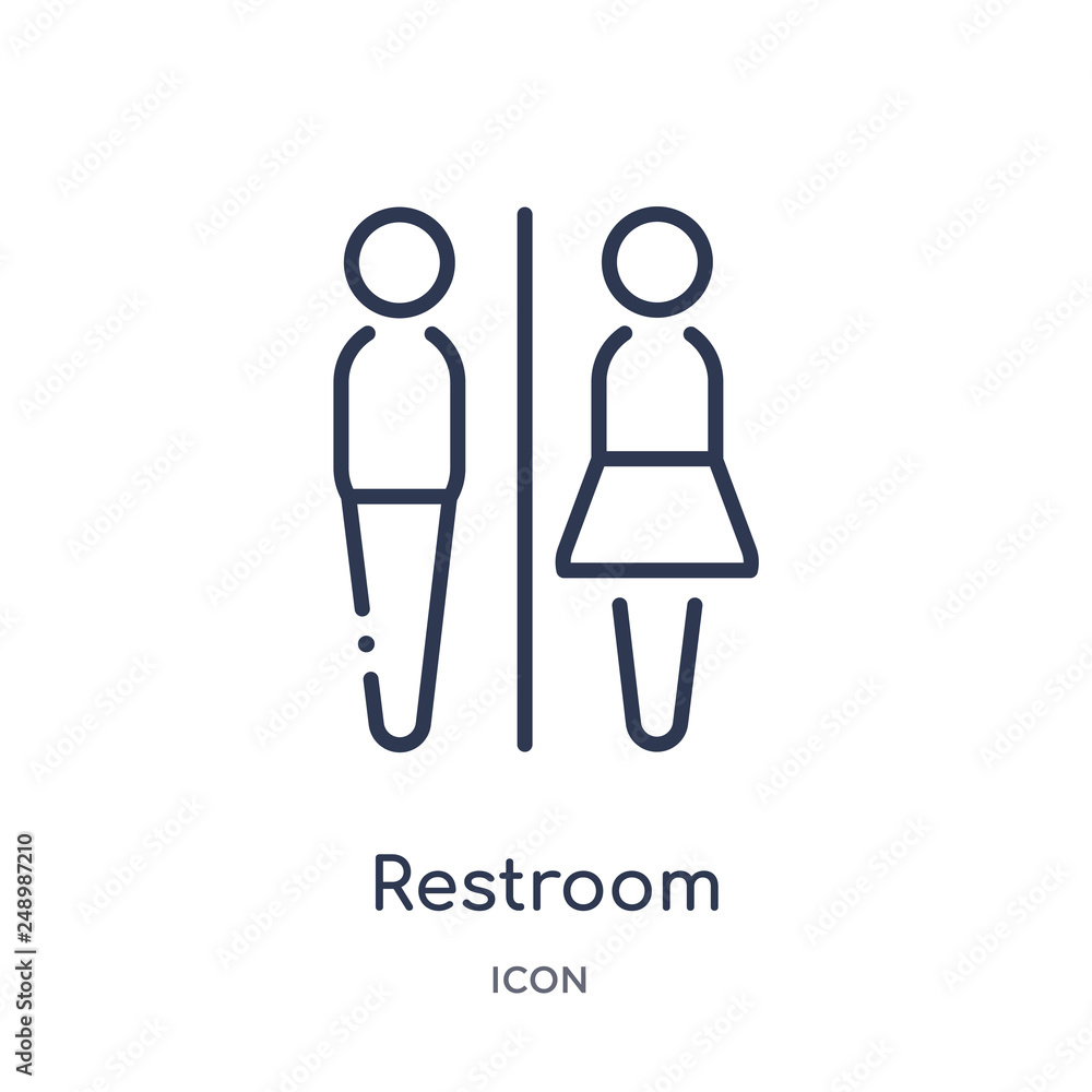 restroom icon from people outline collection. Thin line restroom icon isolated on white background. restroom icon from people outline collection. Thin line restroom icon isolated on white background.