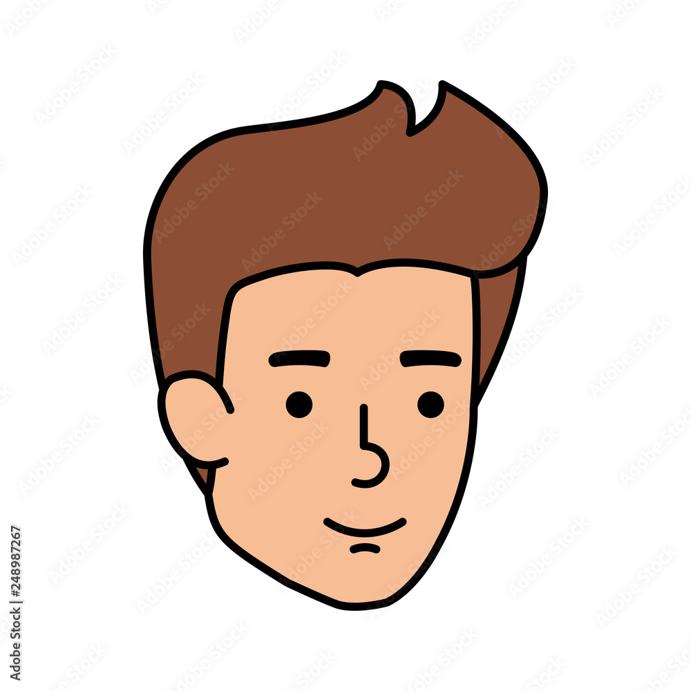young and casual man head character young and casual man head character