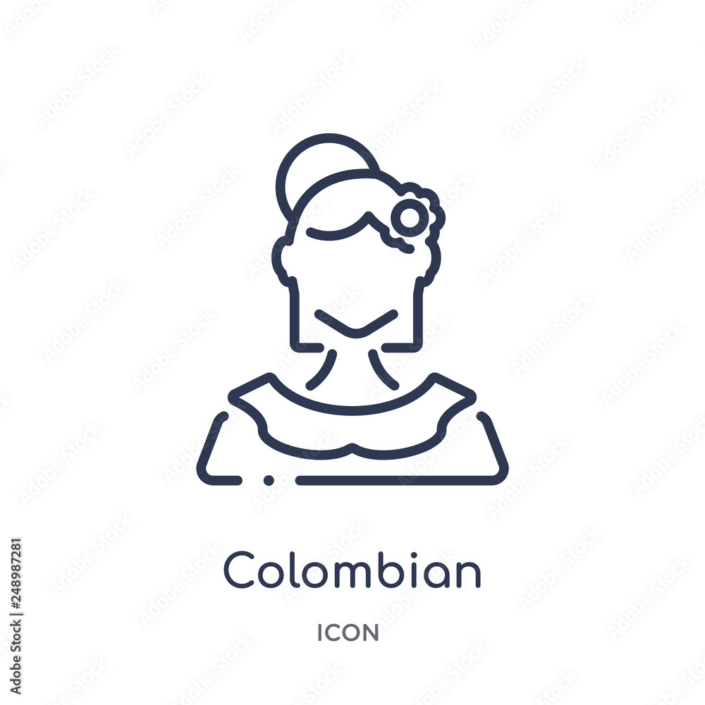 colombian icon from people outline collection. Thin line colombian icon isolated on white background.