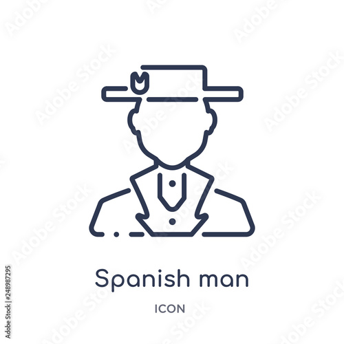 spanish man icon from people outline collection. Thin line spanish man icon isolated on white background.