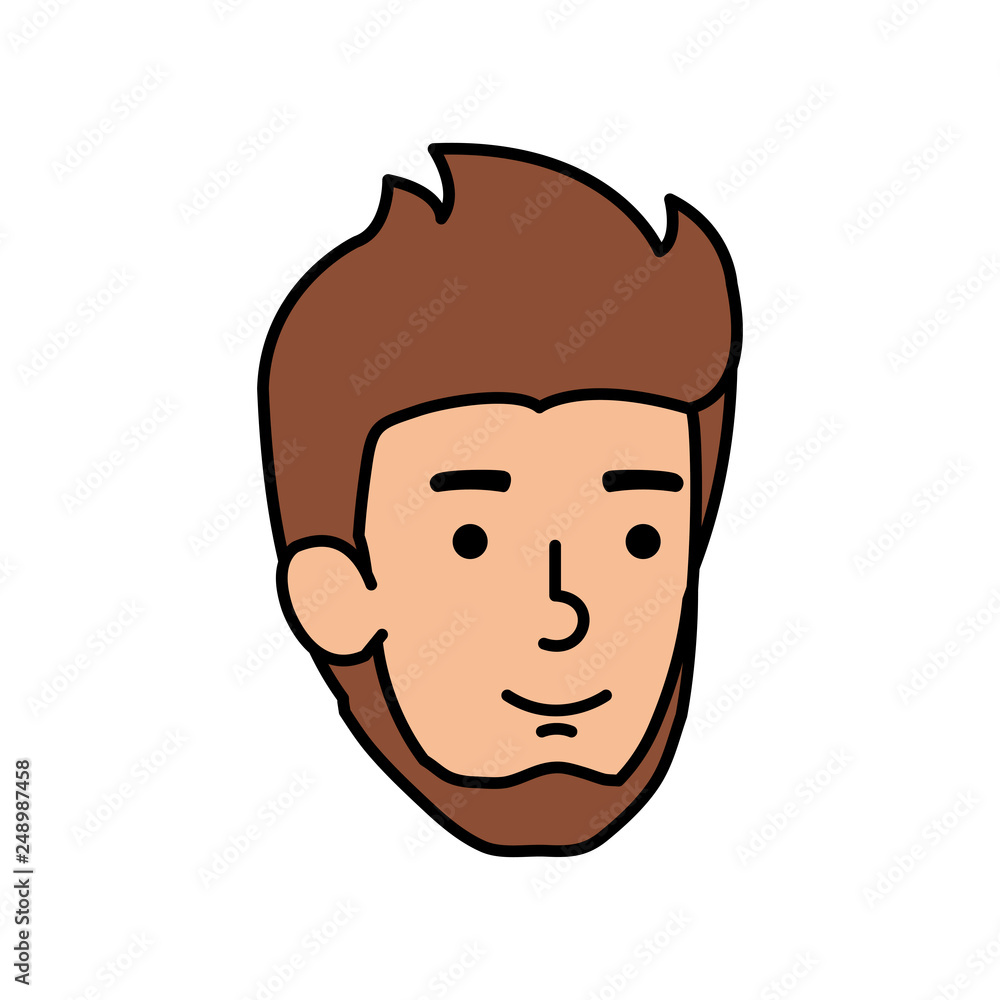 young and casual man with beard head character young and casual man with beard head character