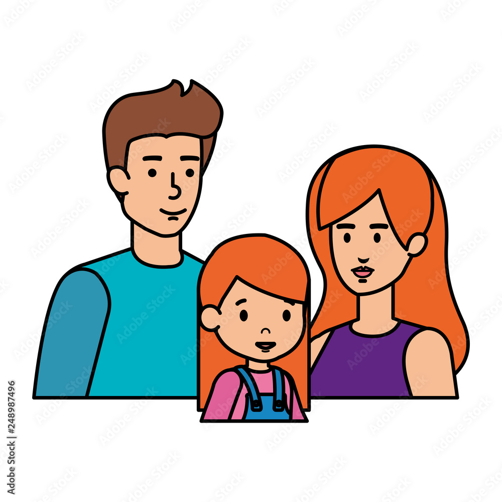 parents couple with daughter characters