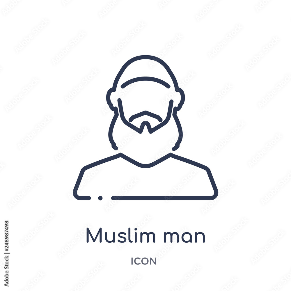 muslim man icon from people outline collection. Thin line muslim man icon isolated on white background.