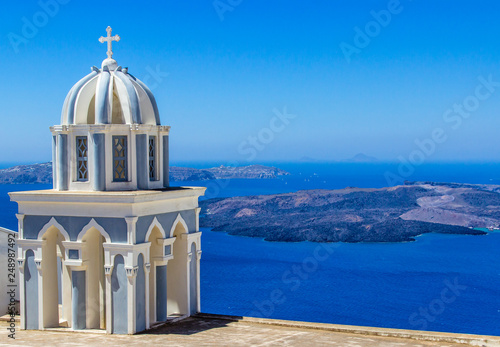 Seascape with Church on Santorini