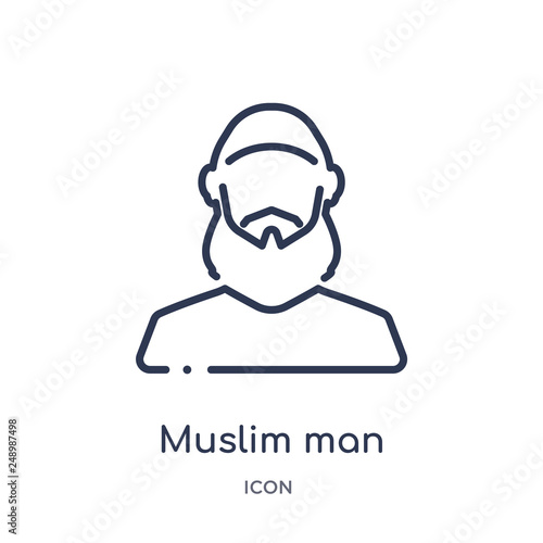 muslim man icon from people outline collection. Thin line muslim man icon isolated on white background.