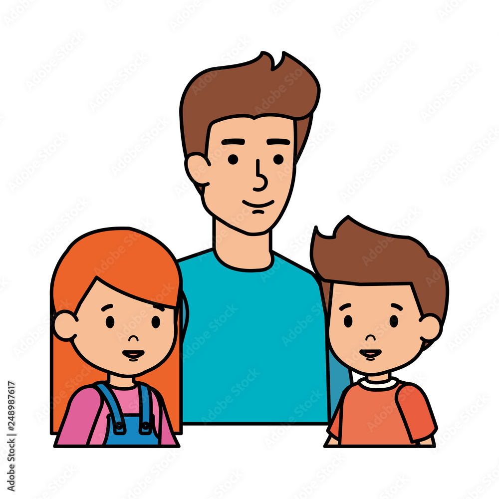 father with son and daughter characters
