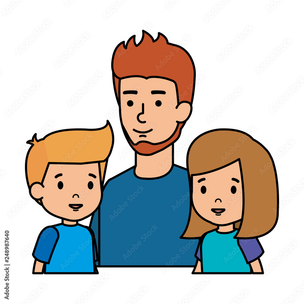 father with son and daughter characters father with son and daughter characters