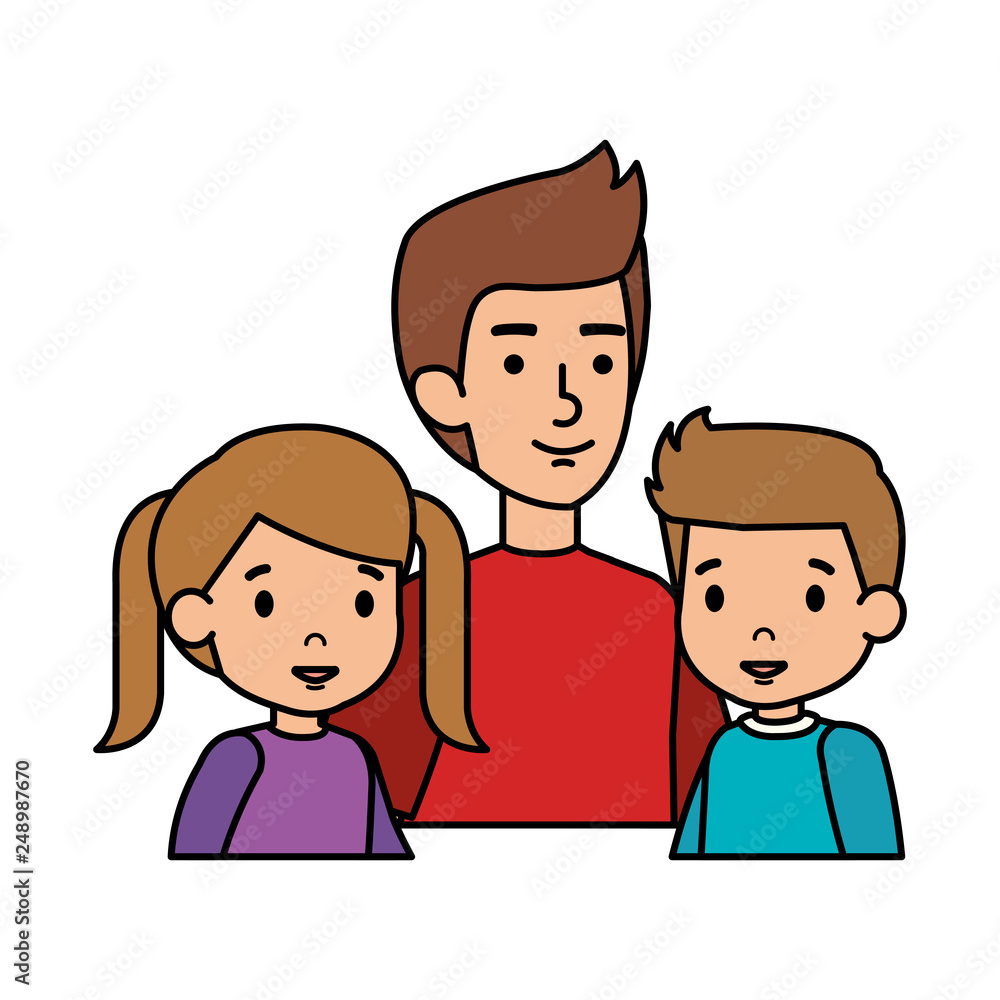 father with son and daughter characters father with son and daughter characters