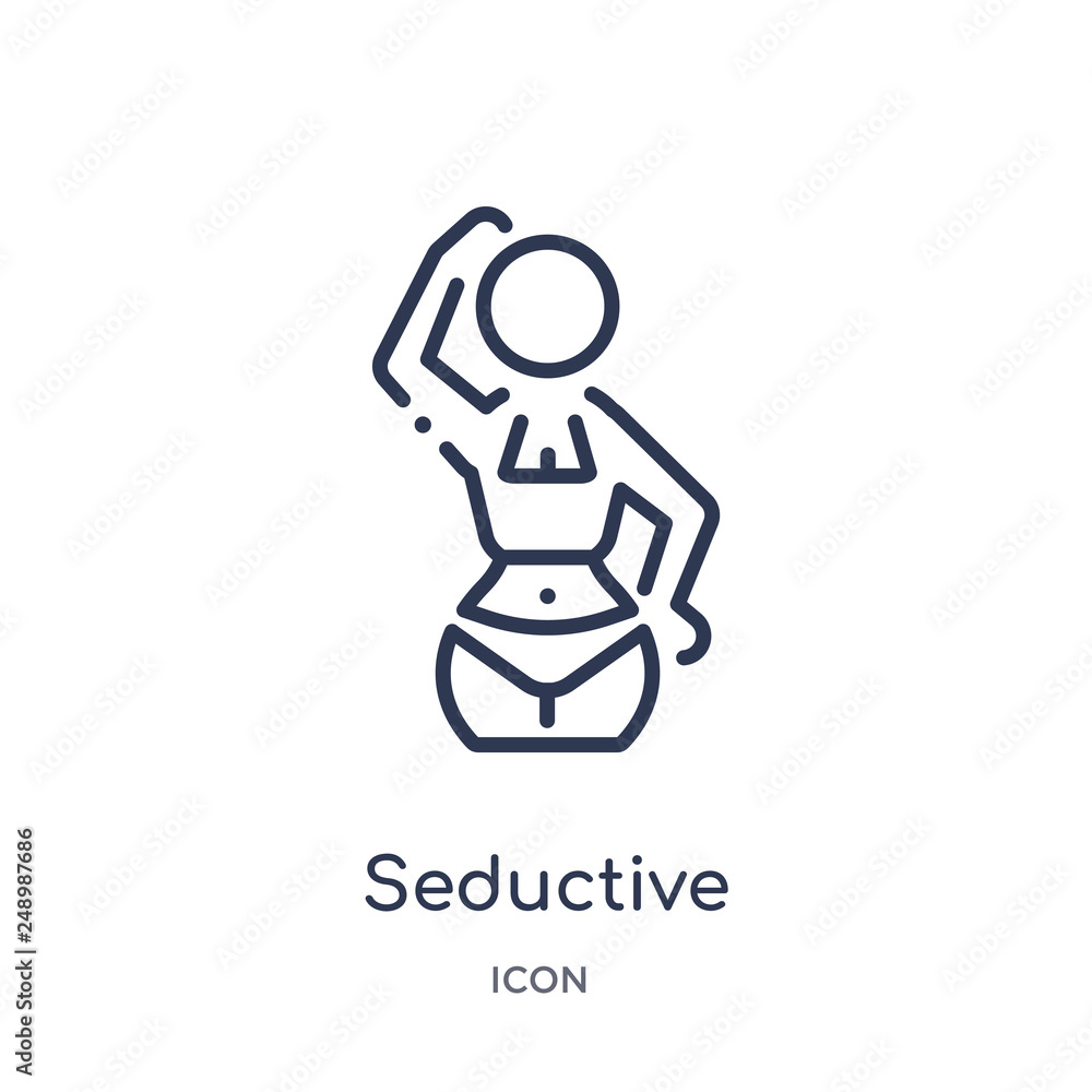 seductive icon from people outline collection. Thin line seductive icon isolated on white background. seductive icon from people outline collection. Thin line seductive icon isolated on white background.