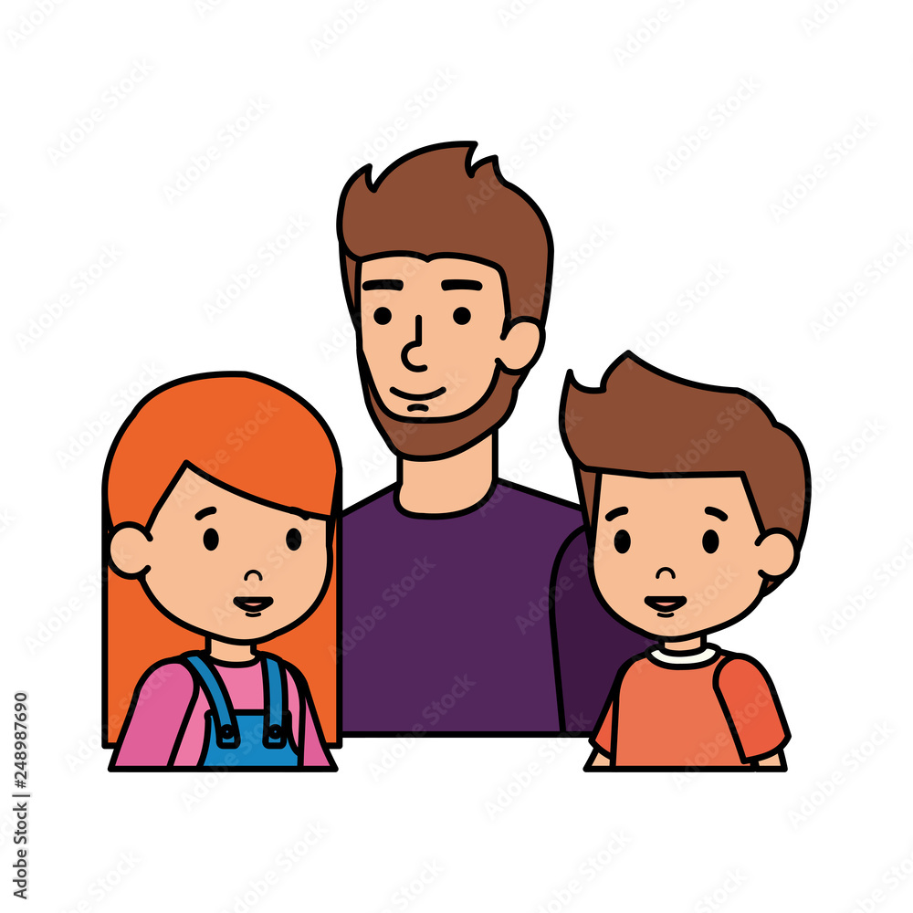 father with son and daughter characters father with son and daughter characters