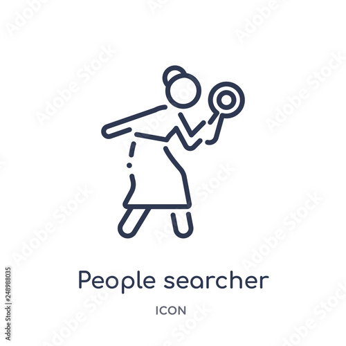 people searcher icon from people outline collection. Thin line people searcher icon isolated on white background.