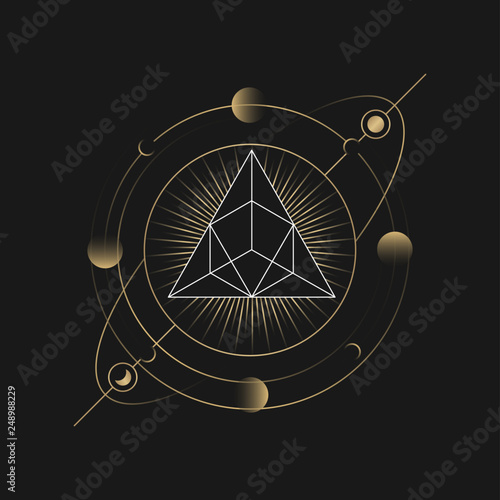 Geometric pyramid astrological tarot card