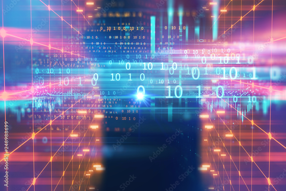 Fototapeta premium technical financial graph on technology abstract background