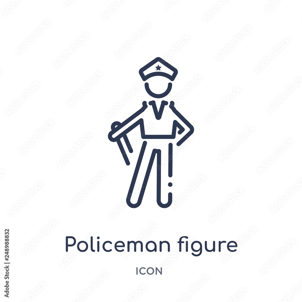 policeman figure icon from people outline collection. Thin line policeman figure icon isolated on white background. policeman figure icon from people outline collection. Thin line policeman figure icon isolated on white background.