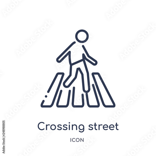 crossing street icon from people outline collection. Thin line crossing street icon isolated on white background.