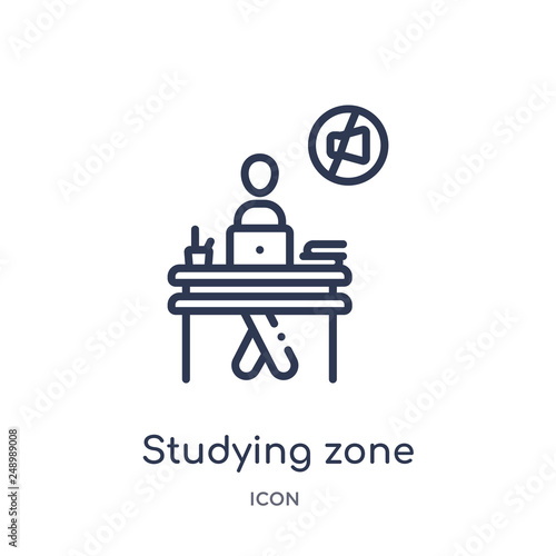 studying zone icon from other outline collection. Thin line studying zone icon isolated on white background.
