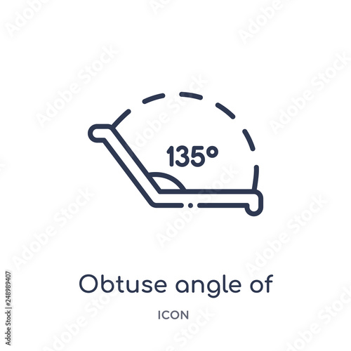obtuse angle of 135 degrees icon from other outline collection. Thin line obtuse angle of 135 degrees icon isolated on white background.