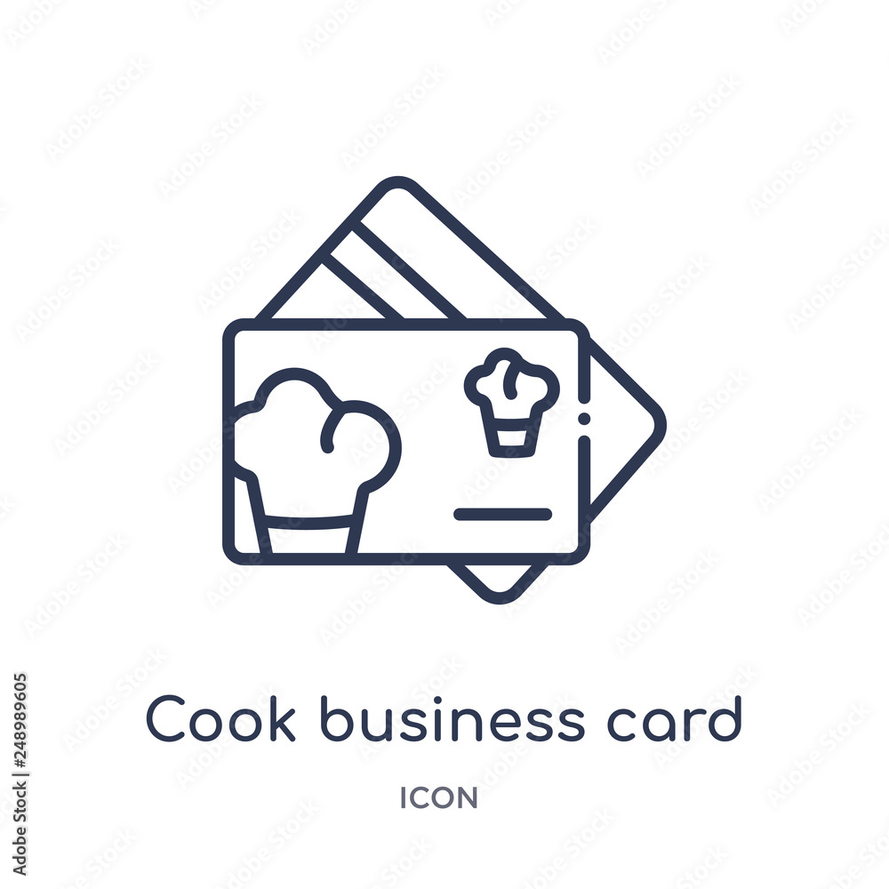 cook business card icon from other outline collection. Thin line cook business card icon isolated on white background. cook business card icon from other outline collection. Thin line cook business card icon isolated on white background.