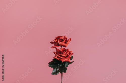 Red artificial roses