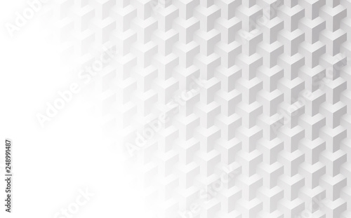 White blurred abstract background with geometric pattern with 3d effect.