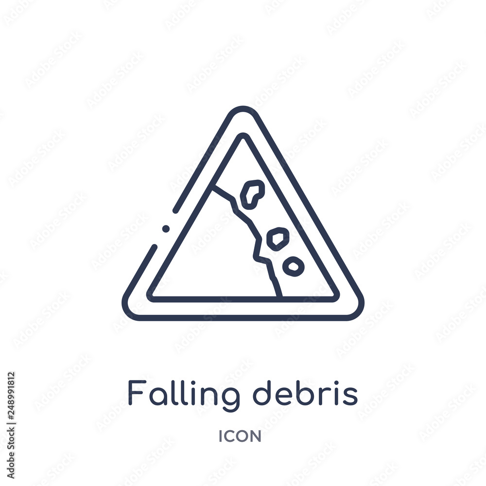 falling debris icon from nature outline collection. Thin line falling debris icon isolated on white background. falling debris icon from nature outline collection. Thin line falling debris icon isolated on white background.