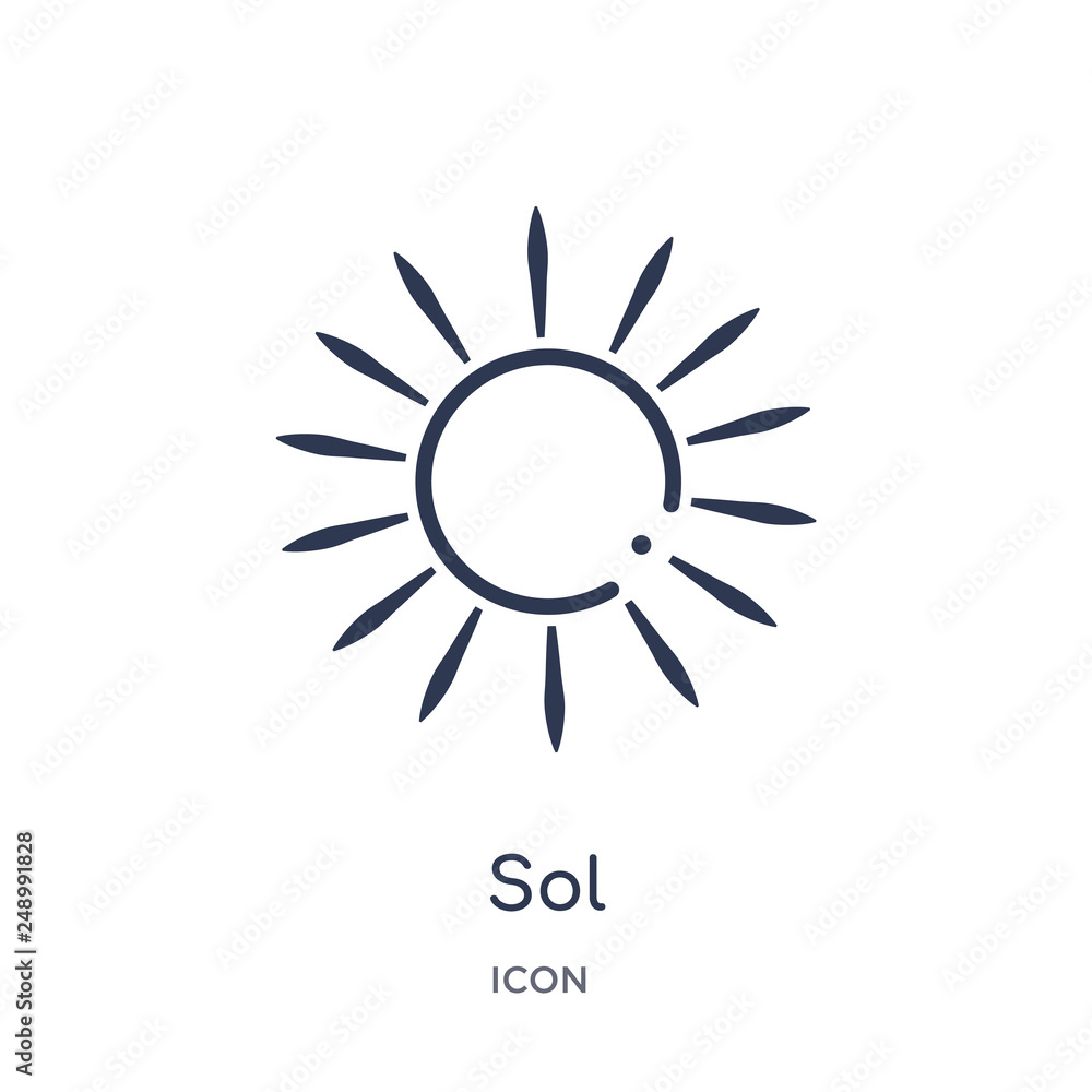 sol icon from nature outline collection. Thin line sol icon isolated on white background. sol icon from nature outline collection. Thin line sol icon isolated on white background.