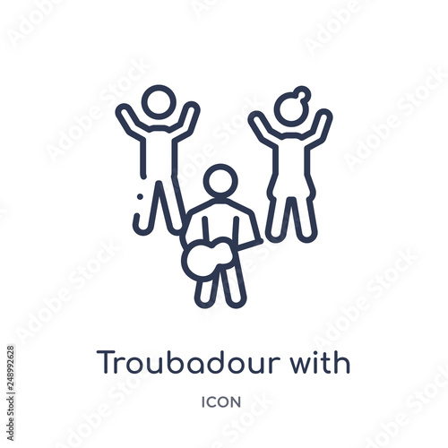 troubadour with kids icon from music outline collection. Thin line troubadour with kids icon isolated on white background.