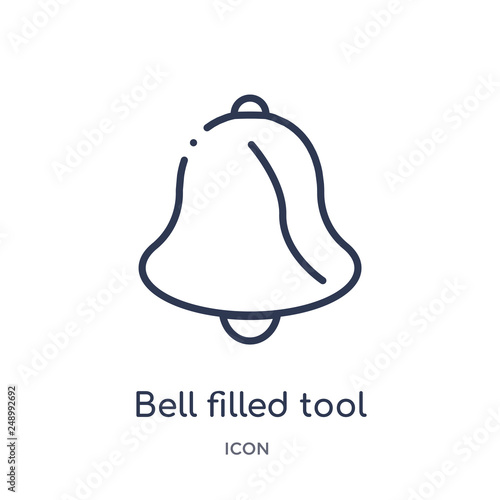 bell filled tool icon from music outline collection. Thin line bell filled tool icon isolated on white background.