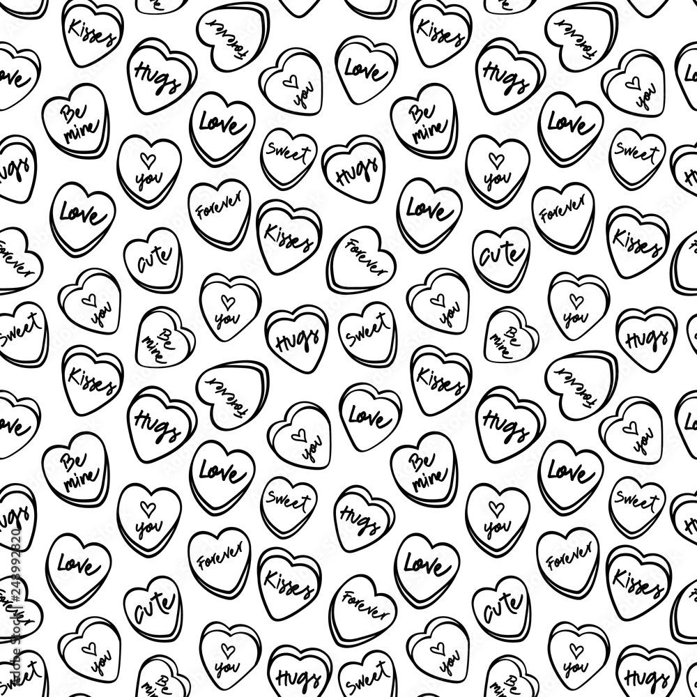 Valentines Day candy heart seamless pattern