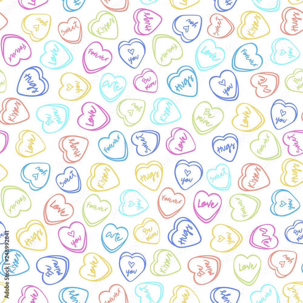 Valentines Day color candy heart seamless pattern