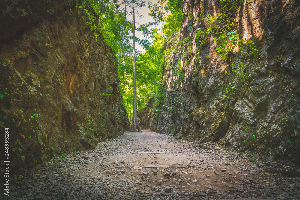 Fototapeta premium blue sky river lake mountain wildlife Kanchanaburi Thailand