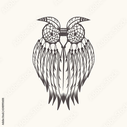 Dreamcatcher owl vector illustration