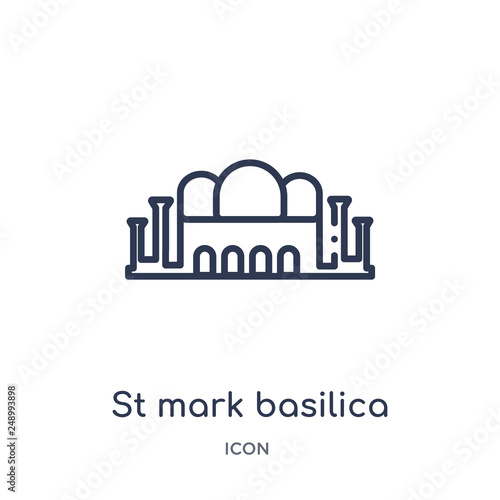 st mark basilica icon from monuments outline collection. Thin line st mark basilica icon isolated on white background.