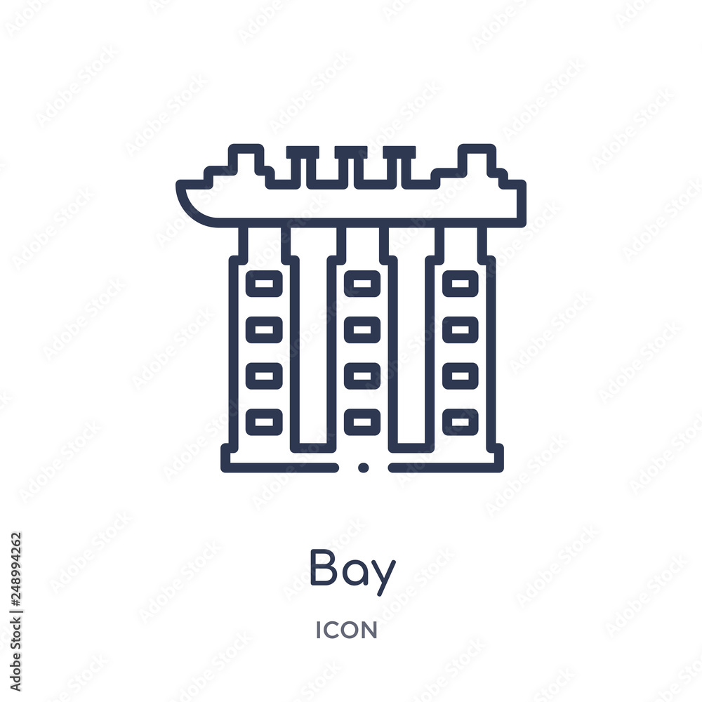 bay icon from monuments outline collection. Thin line bay icon isolated on white background. bay icon from monuments outline collection. Thin line bay icon isolated on white background.