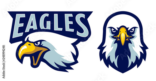 American Bald Eagle Head Logo Mascot in Cartoon Style