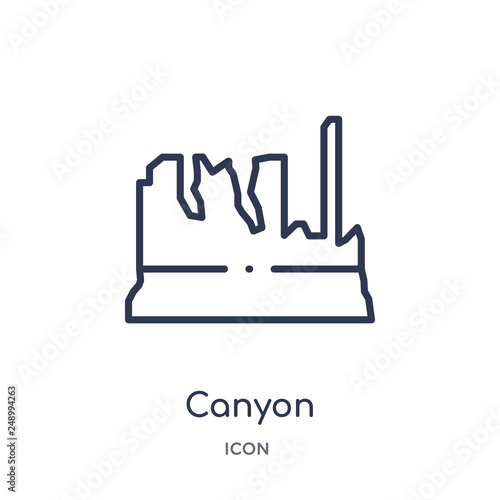 canyon icon from monuments outline collection. Thin line canyon icon isolated on white background.