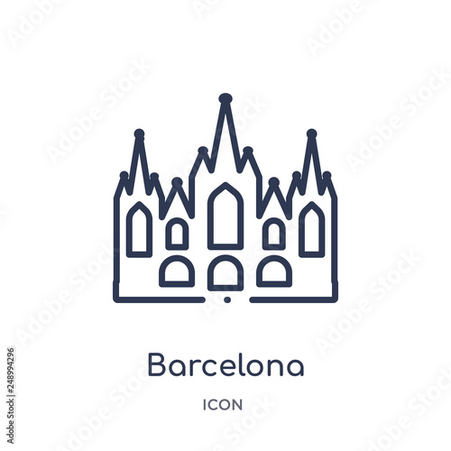barcelona icon from monuments outline collection. Thin line barcelona icon isolated on white background.