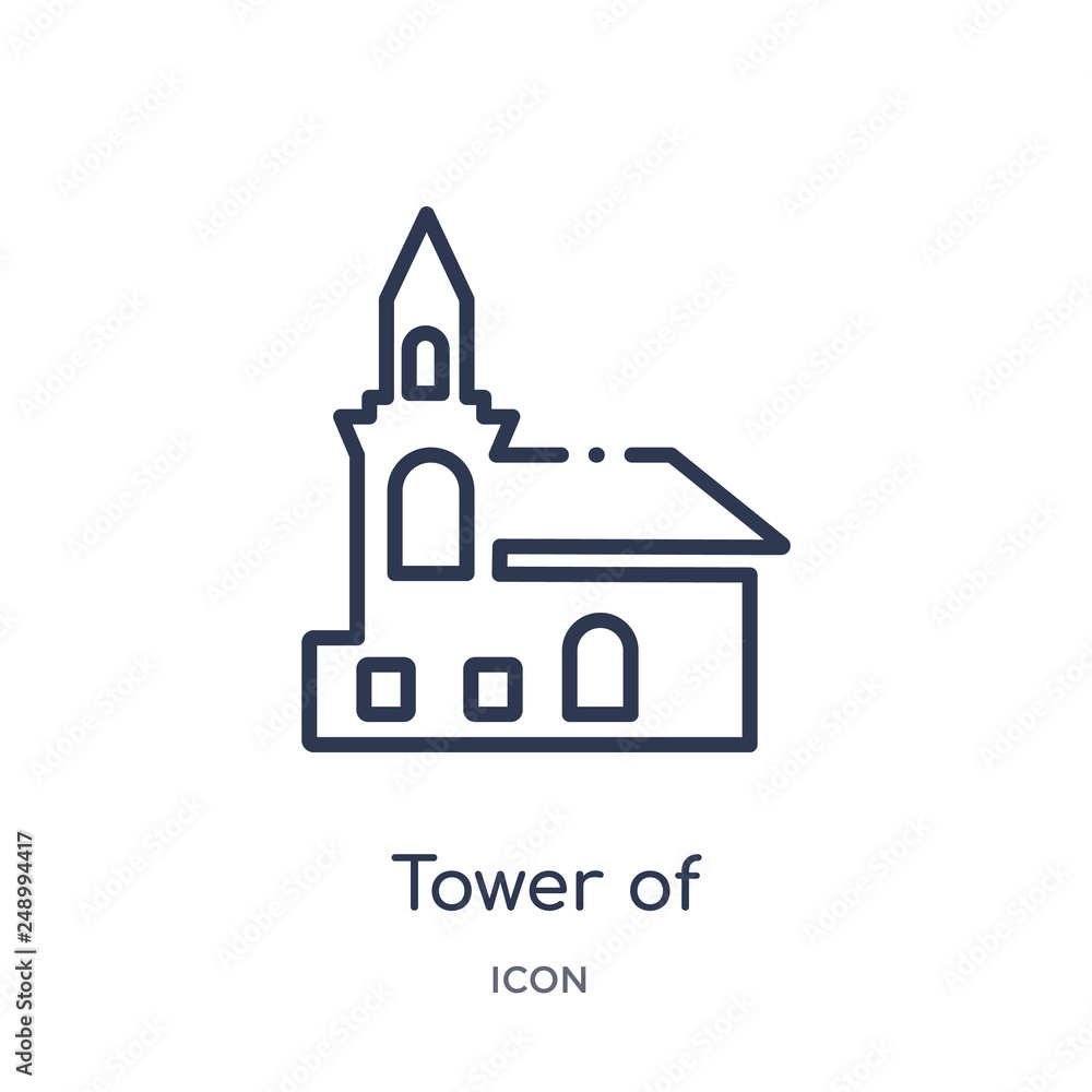tower of nevyansk in russia icon from monuments outline collection. Thin line tower of nevyansk in russia icon isolated on white background.