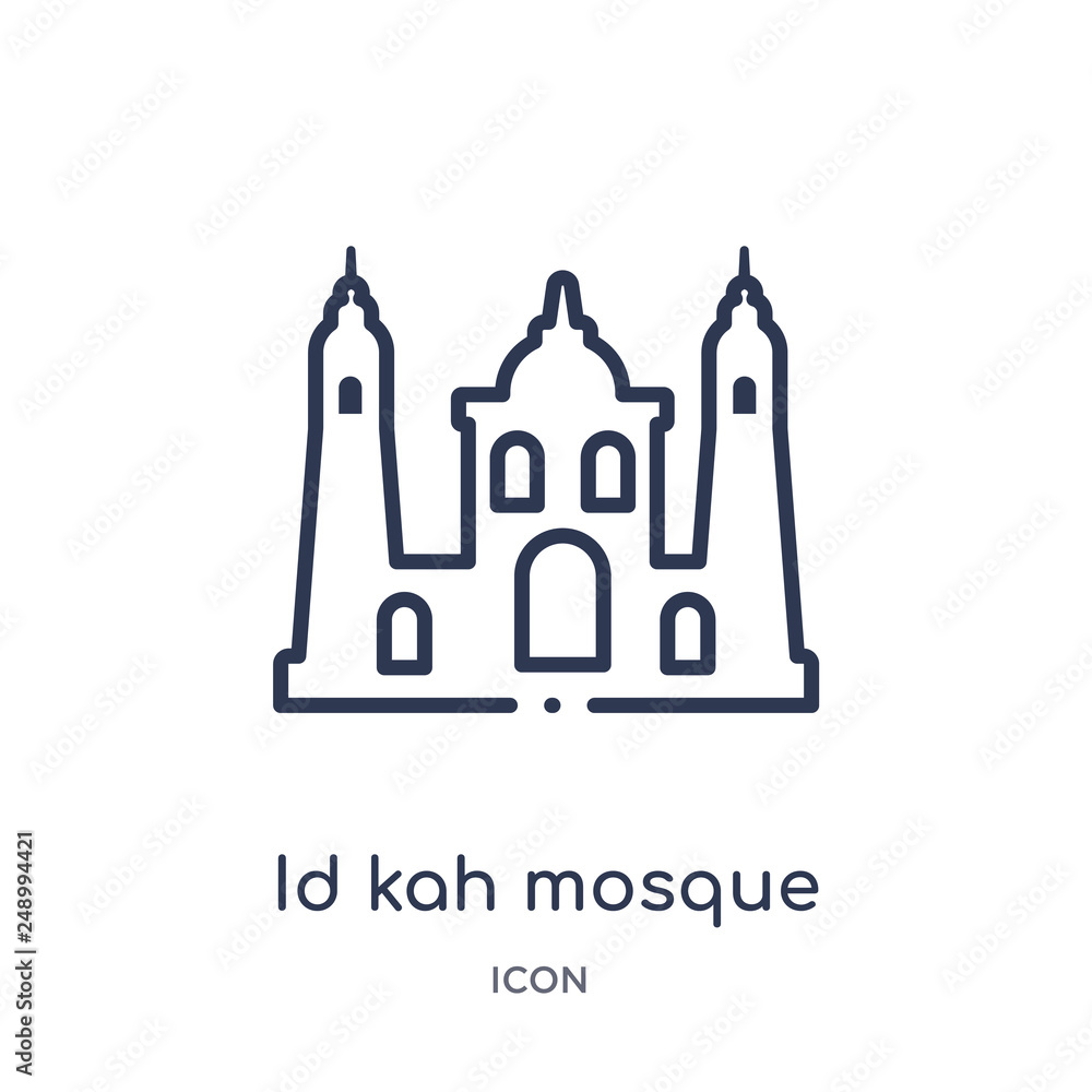 id kah mosque icon from monuments outline collection. Thin line id kah mosque icon isolated on white background.