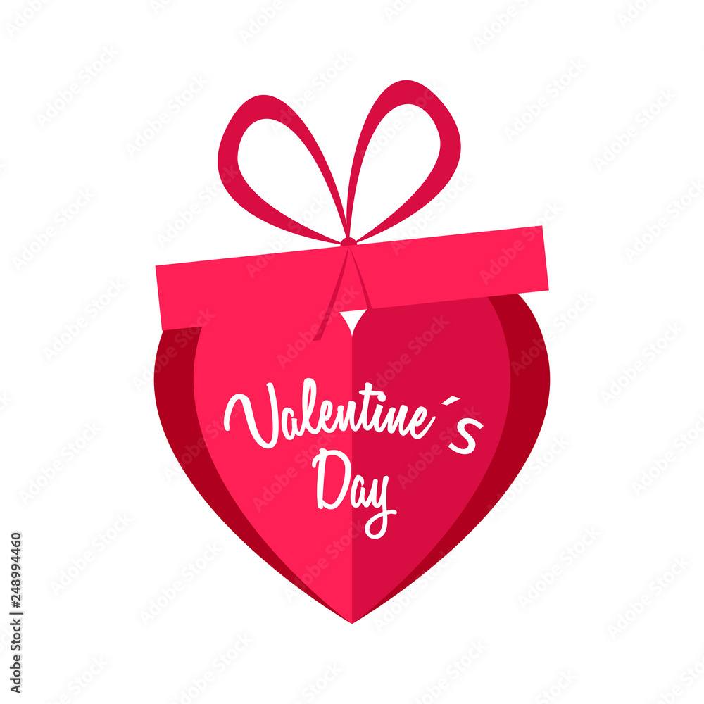 Obraz premium Gift box with a heart shape. Valentine day. Vector illustration design