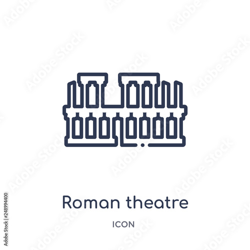 roman theatre of merida icon from monuments outline collection. Thin line roman theatre of merida icon isolated on white background.