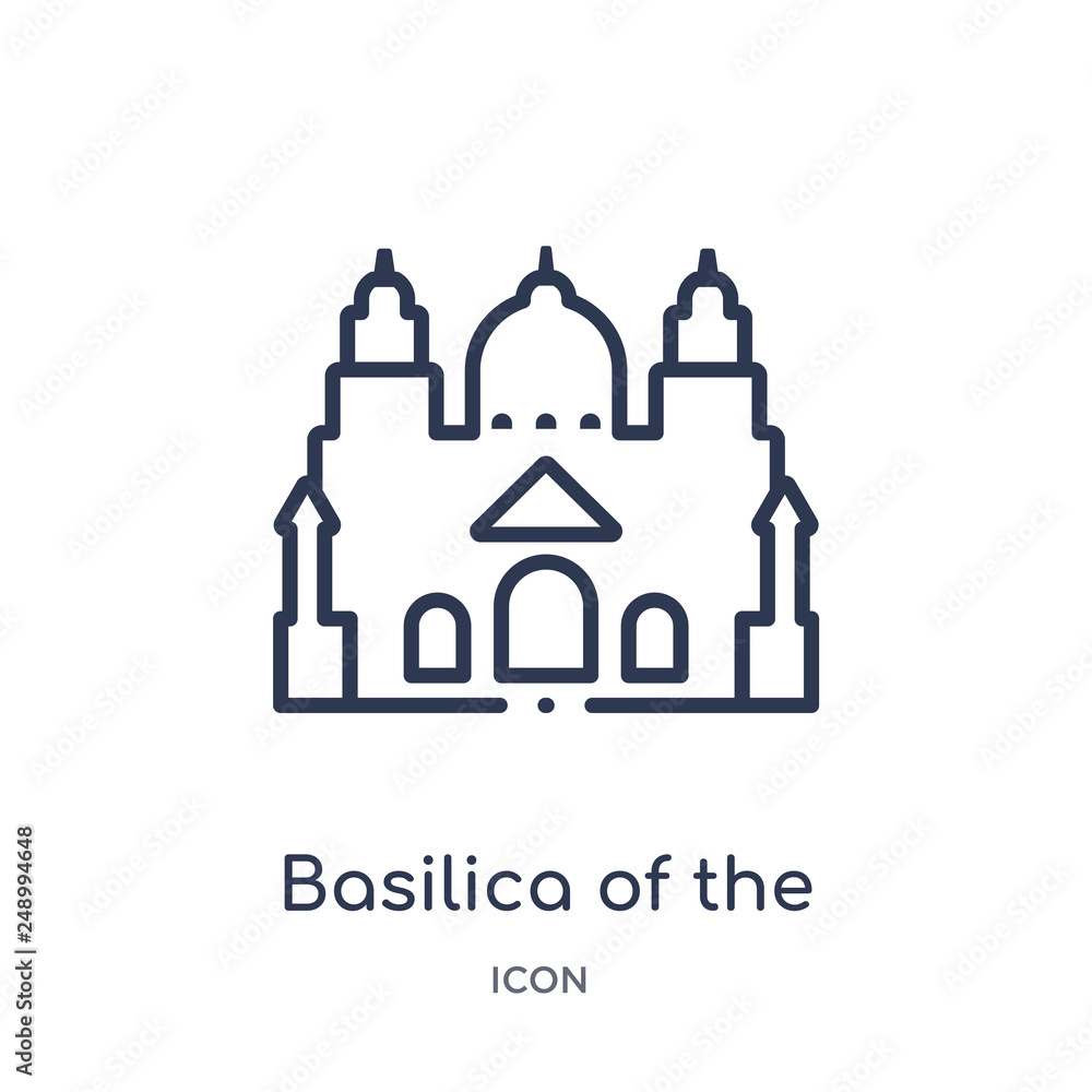 basilica of the sac heart icon from monuments outline collection. Thin line basilica of the sac heart icon isolated on white background.