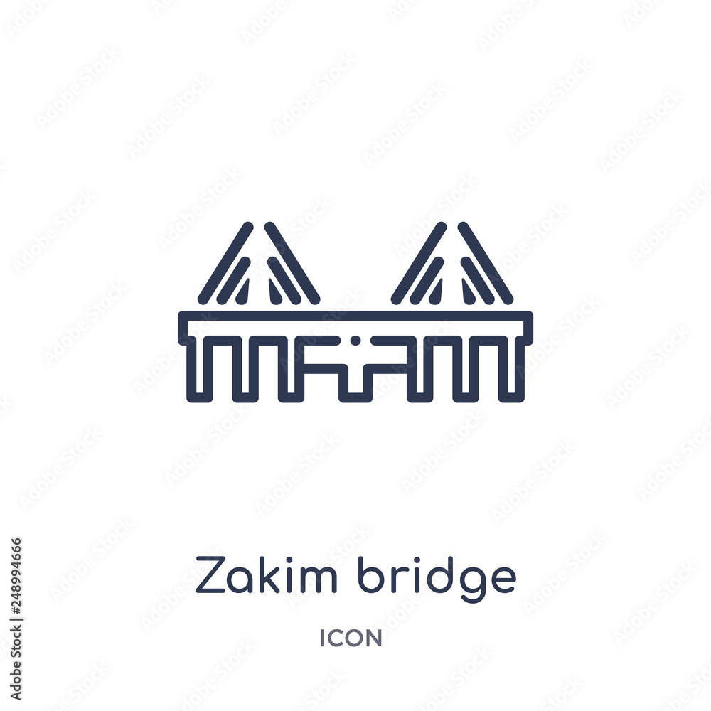 zakim bridge icon from monuments outline collection. Thin line zakim bridge icon isolated on white background.