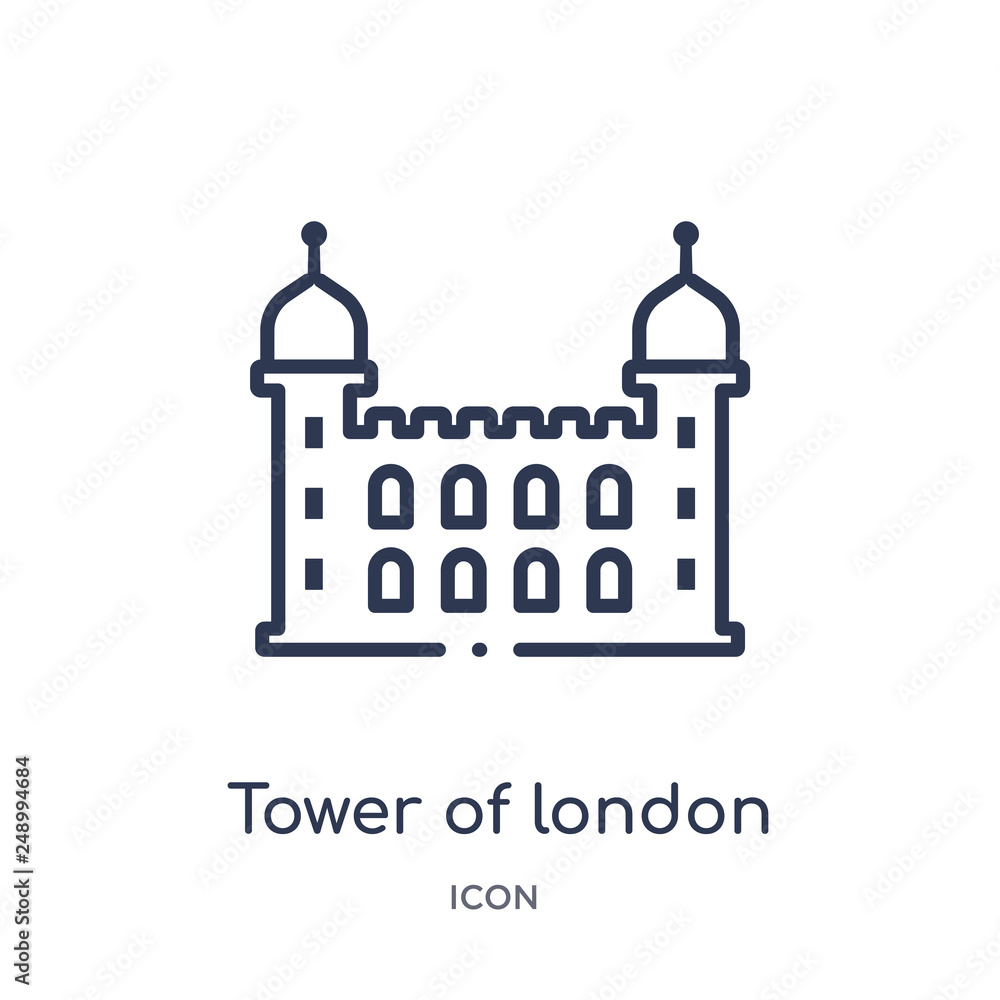 tower of london icon from monuments outline collection. Thin line tower of london icon isolated on white background.