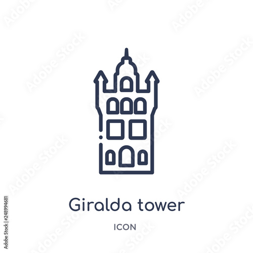 giralda tower icon from monuments outline collection. Thin line giralda tower icon isolated on white background.