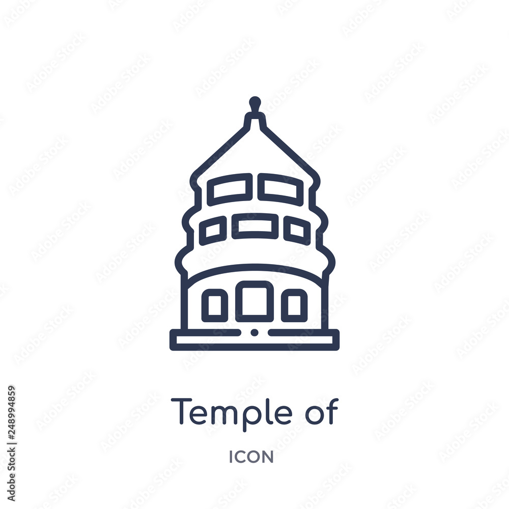 temple of heaven in beijing icon from monuments outline collection. Thin line temple of heaven in beijing icon isolated on white background.