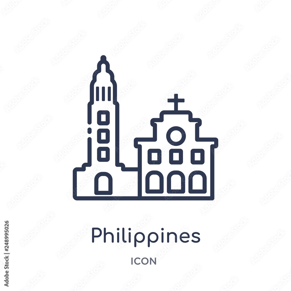philippines icon from monuments outline collection. Thin line philippines icon isolated on white background.